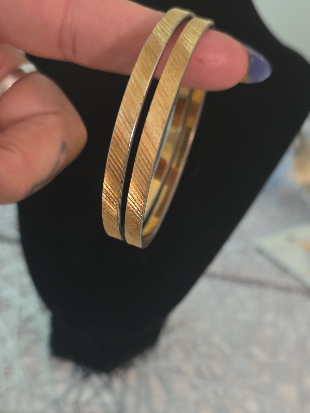 Monet Gold-Tone Textured Double Bangle Bracelet